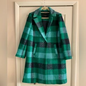 Talbots Green and Black Plaid Pea Coat